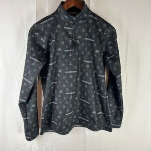 Forged Fabrics Quarter Zip Pullover Womens Small Black River Parks Graphic Print